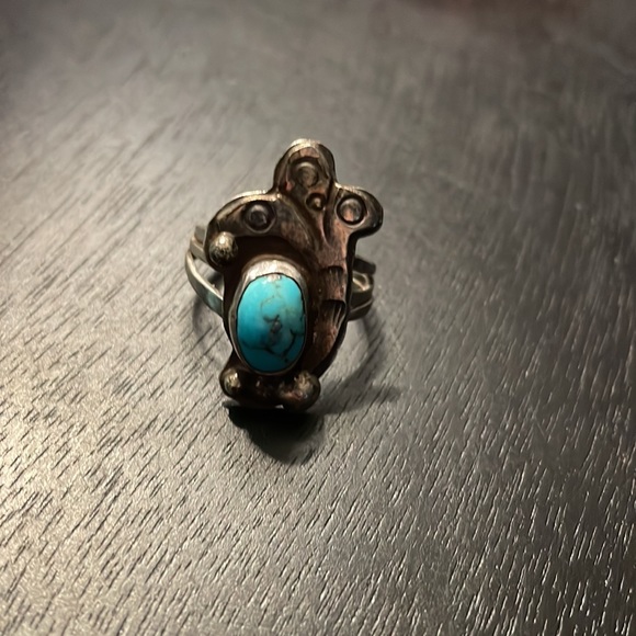 ✨SALE✨Old pawn handmade .925 sterling silver Native American turquoise ring - Picture 2 of 5